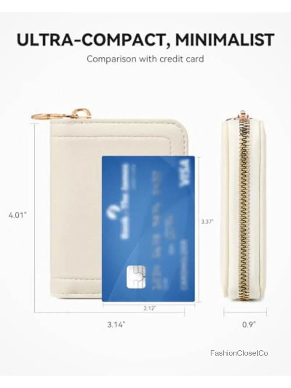 RFID Accordion Zipper Card Wallet Faux Leather Slim Compact